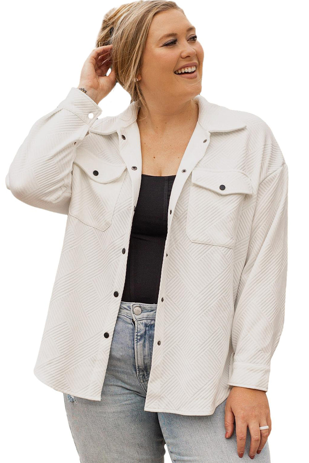 Textured Flap Pockets Jacket