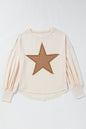 Studded Star Graphic Oversized Long Sleeve Top