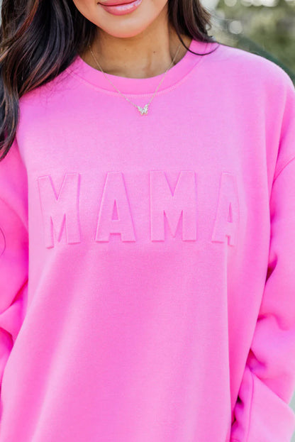 MAMA Letter Embossed Casual Sweatshirt