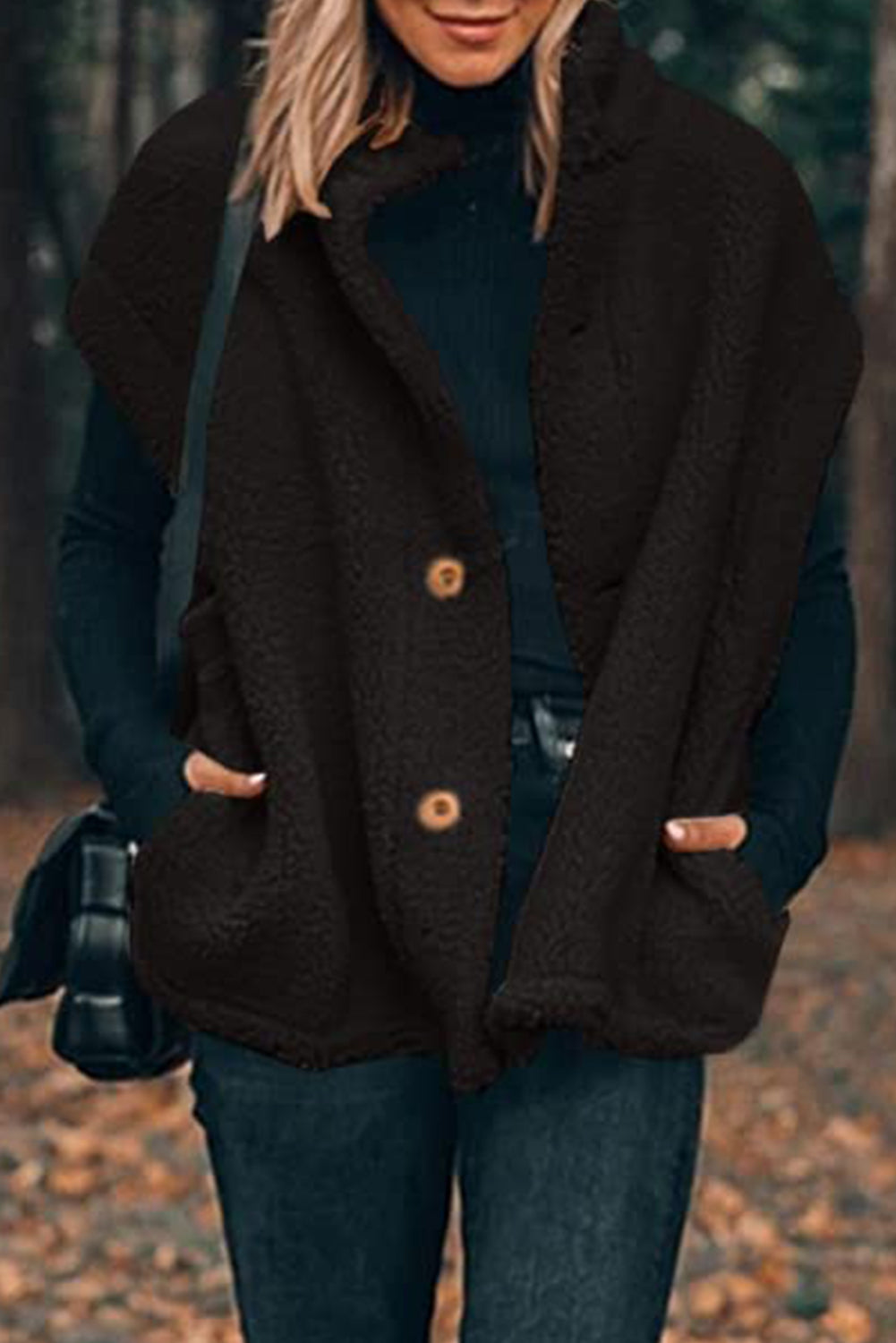 Sherpa Stand Collar Jacket Vest