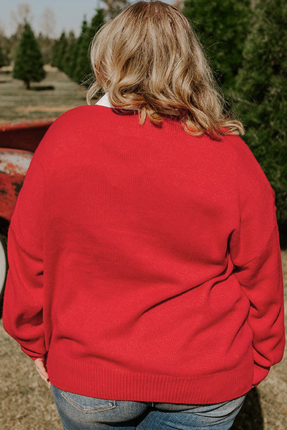 Fiery Red Merry Graphic Christmas Plus Size Sweater