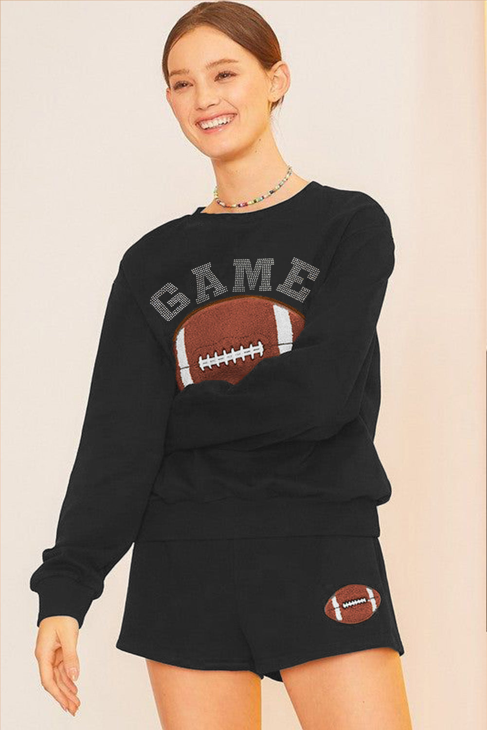 GAME DAY Football Graphic Pullover and Shorts Casual Outfit