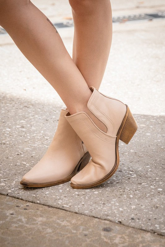 Western Style Cut Out Leather Booties