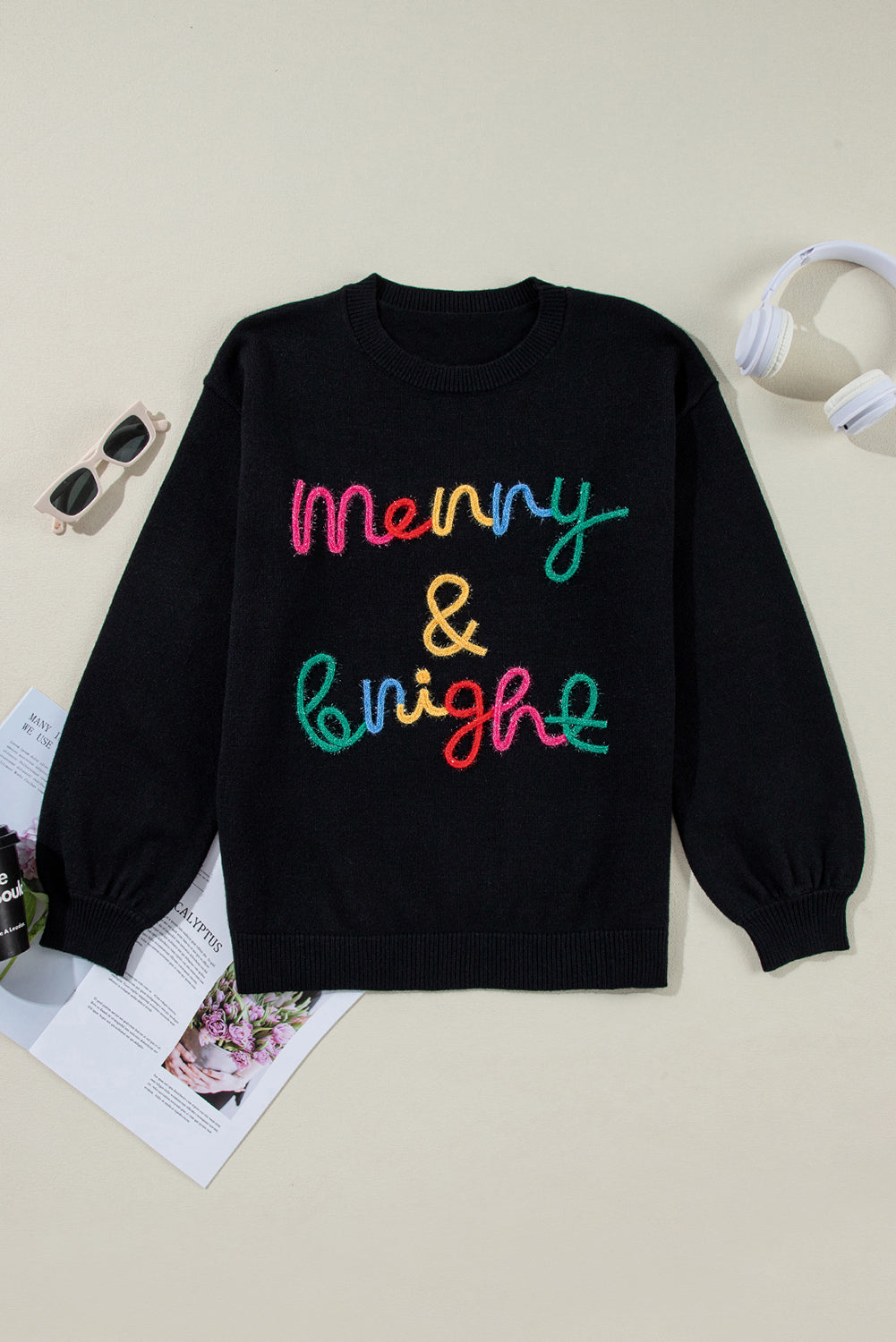 Merry & Bright Tinsel Graphic Sweater