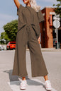 Textured Loose Fit T Shirt and Drawstring Pants Set