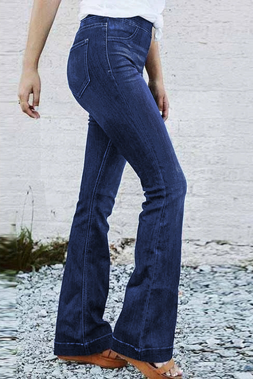 Trudie High Rise Elastic Waist Flare Jeans