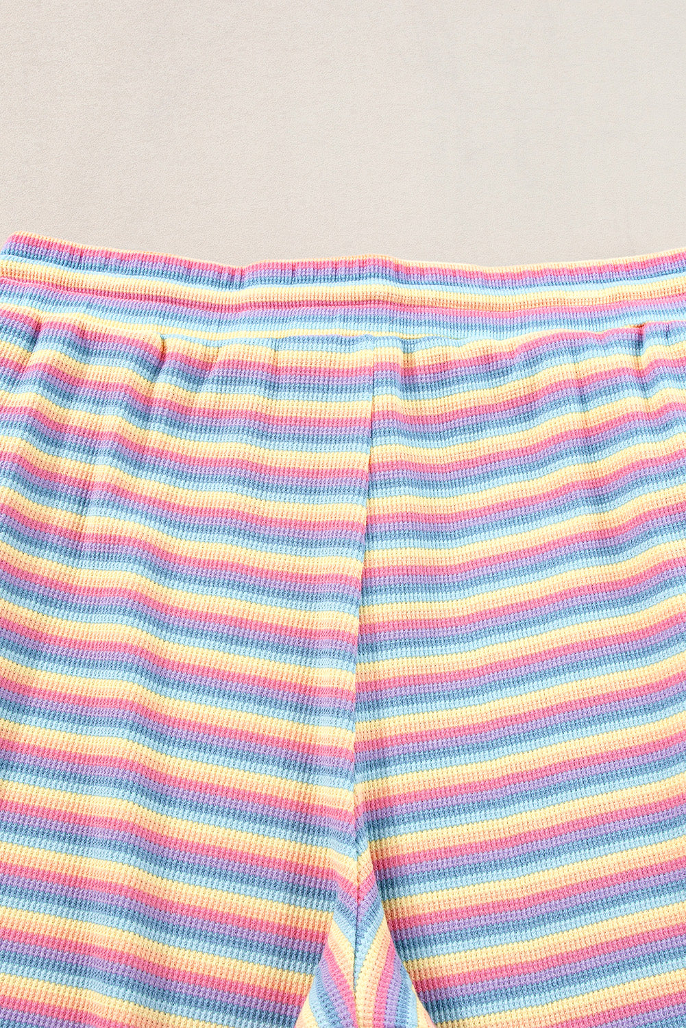 Pink Stripe Rainbow Tee Tasseled String Wide Leg Pants Set