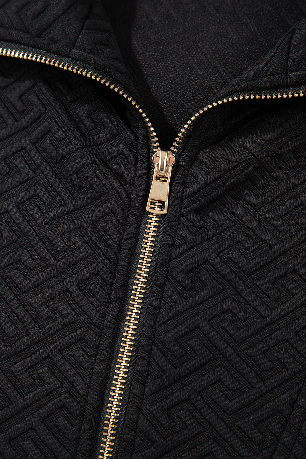 Textured Half Zipper Collared Sweatshirt