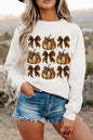 Pumpkin Leopard Bow Knot Print Pullover Sweatshirt