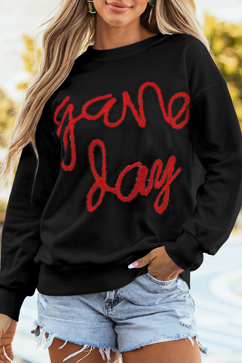 Tinsel Game Day Drop Shoulder Graphic Sweatshirt