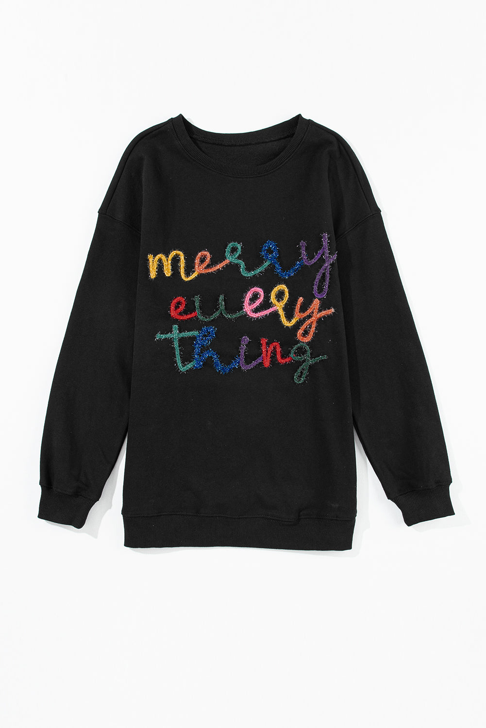 Merry Every Thing Tinsel Slogan Sweatshirt