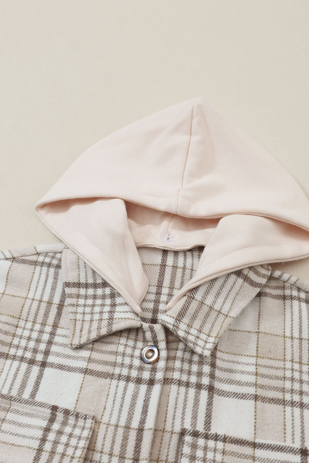 Plaid Removable Hood Buttoned Shacket