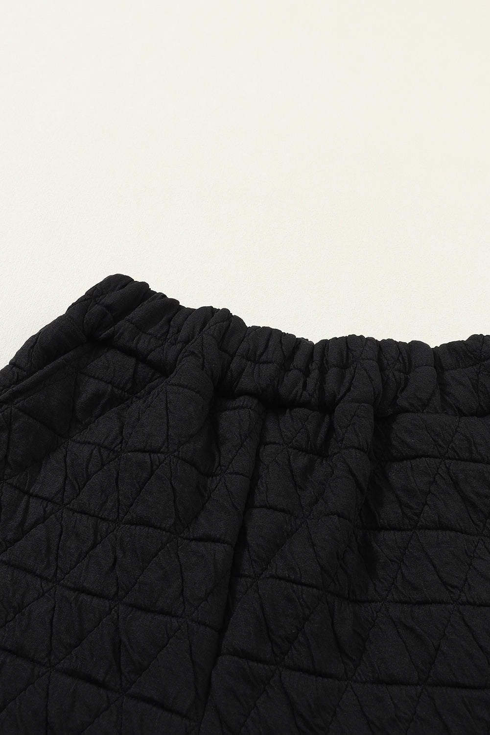 Black Solid Quilted Pullover and Pants Outfit