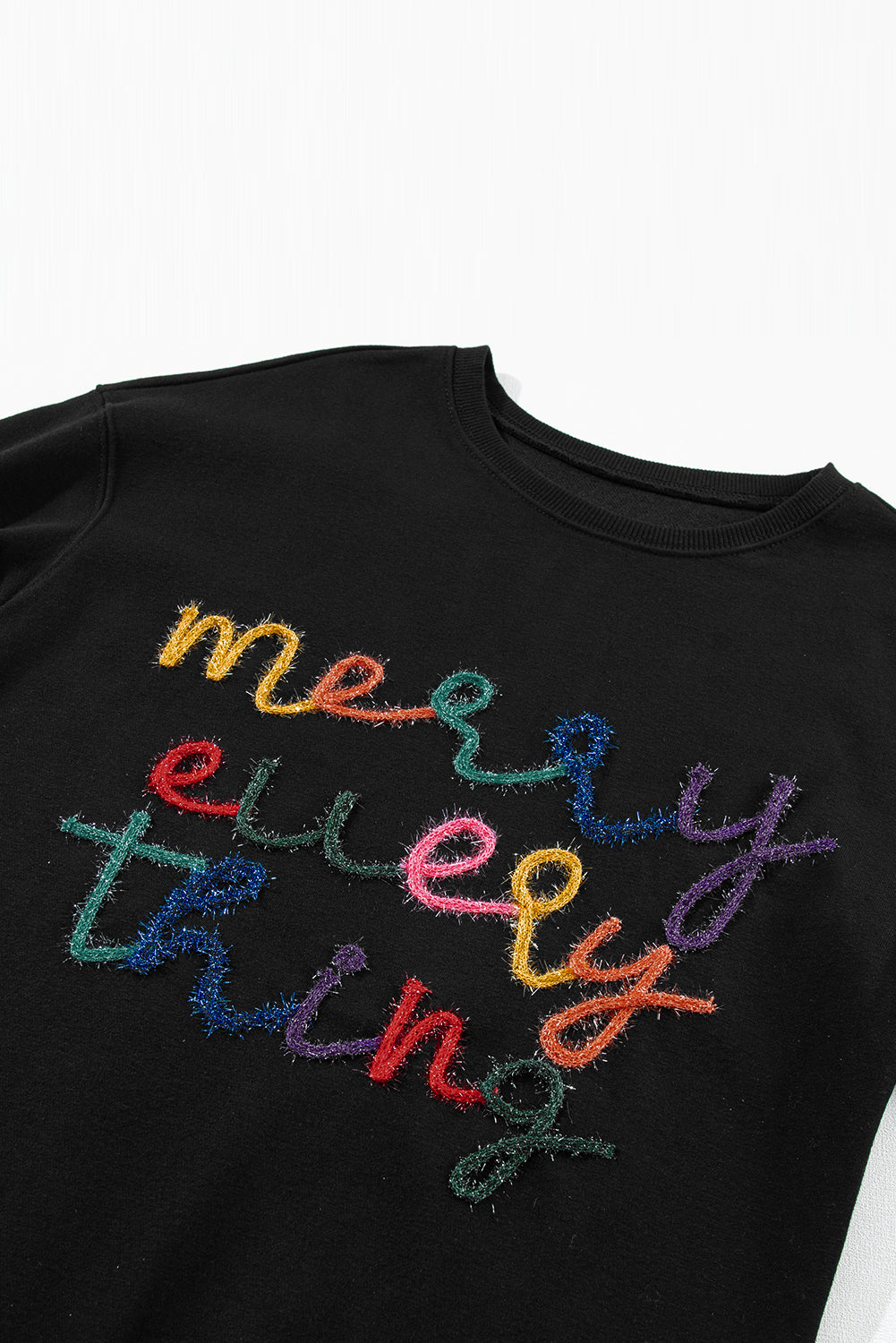 Merry Every Thing Tinsel Slogan Sweatshirt