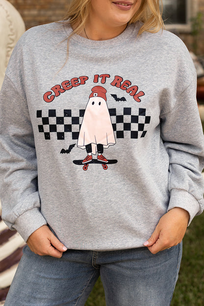 Creep It Real Ghost Print Plus Size Sweatshirt