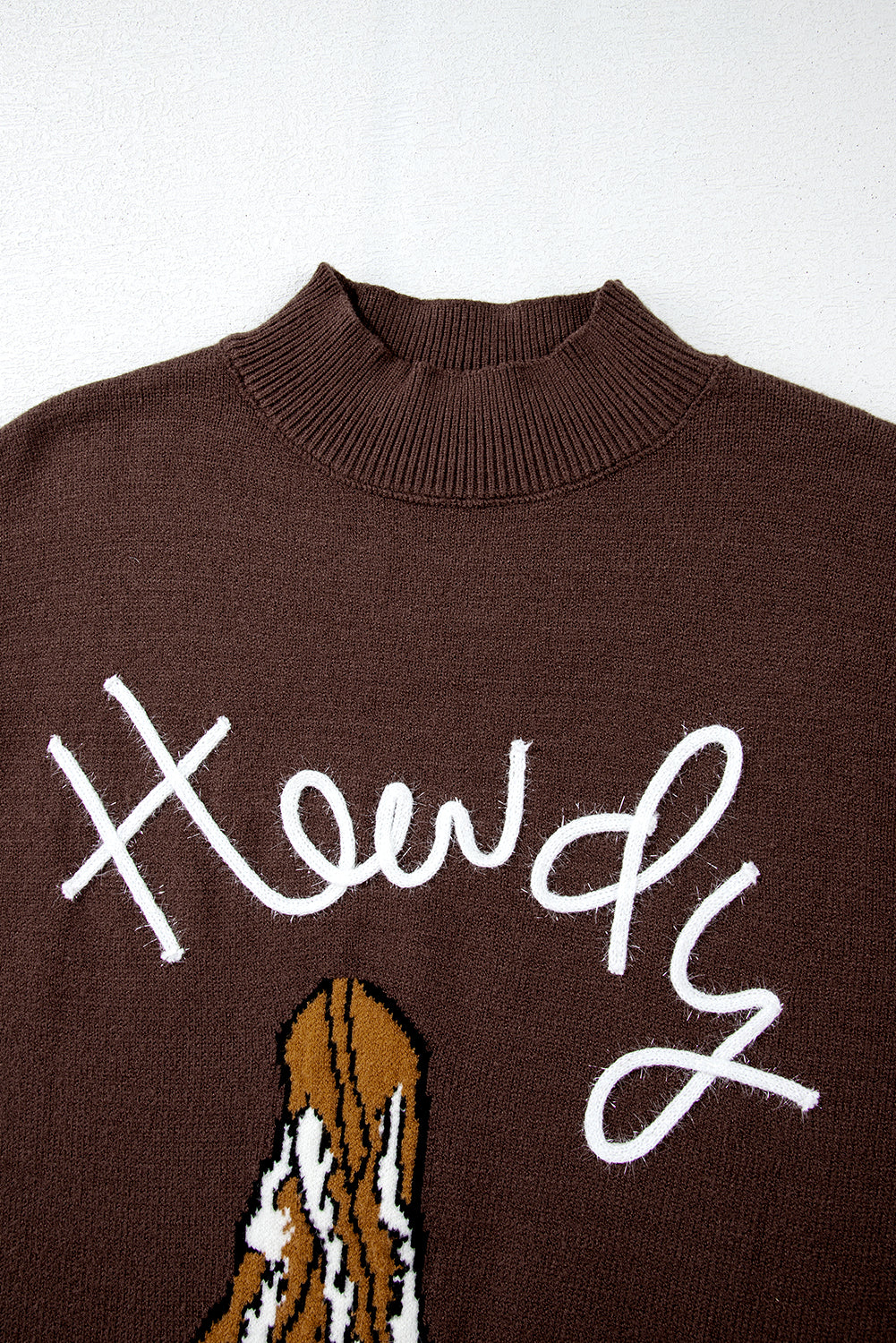 Western Howdy Boot Graphic High Neck Sweater