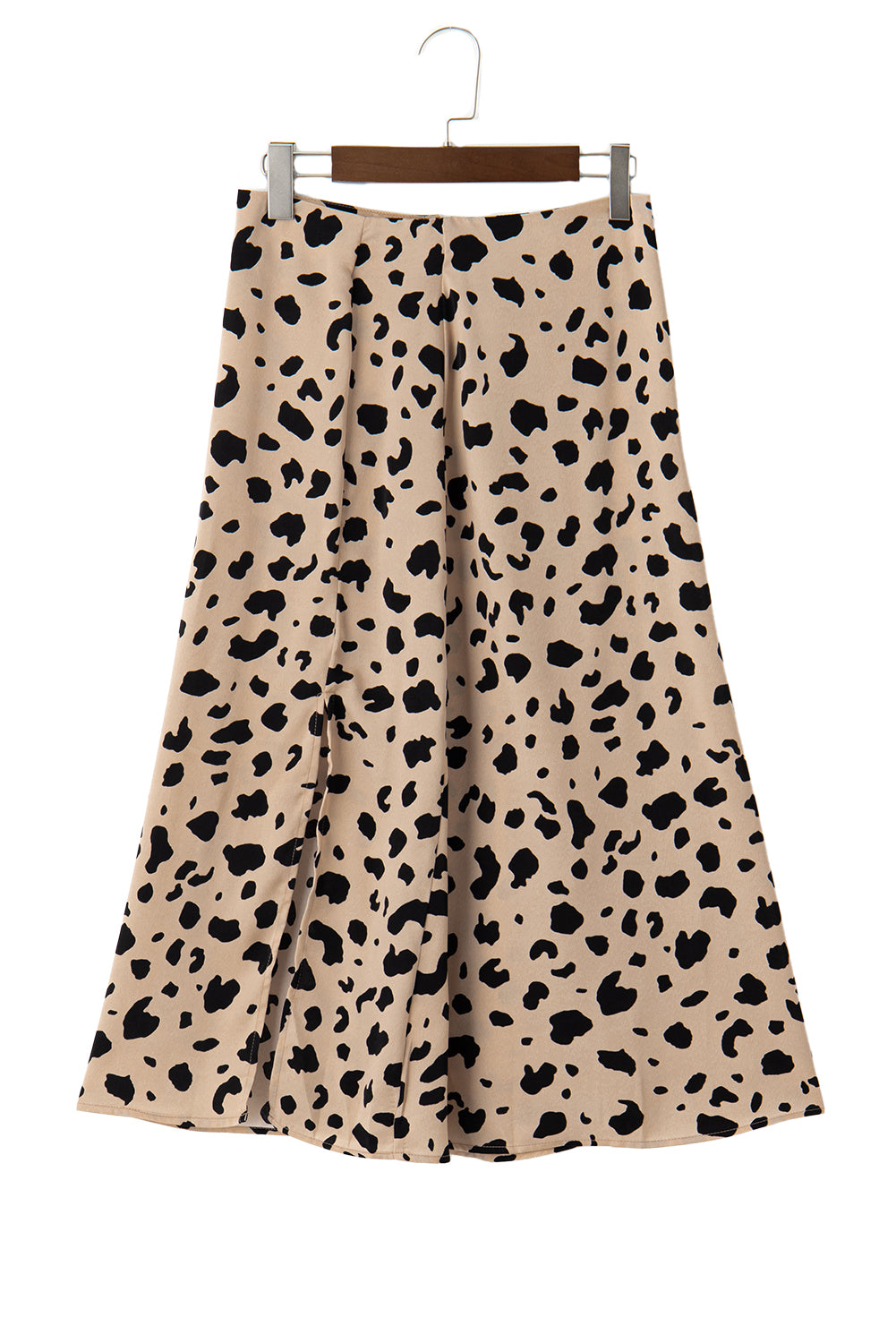 Leopard Spots Printed Split Hem Midi Skirt