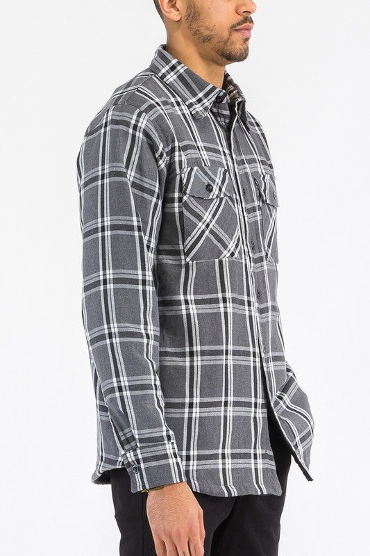 Mens Quilted Padded Flannel