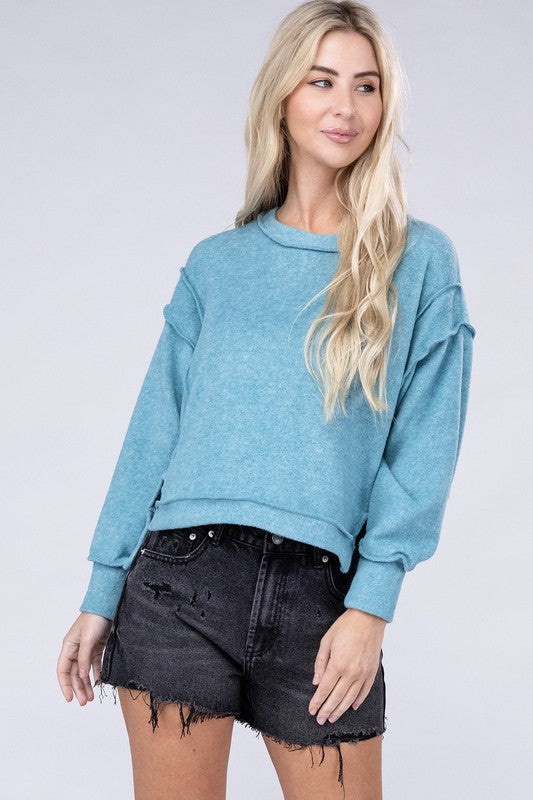 Zenana Brushed Melange Hacci Oversized Sweater