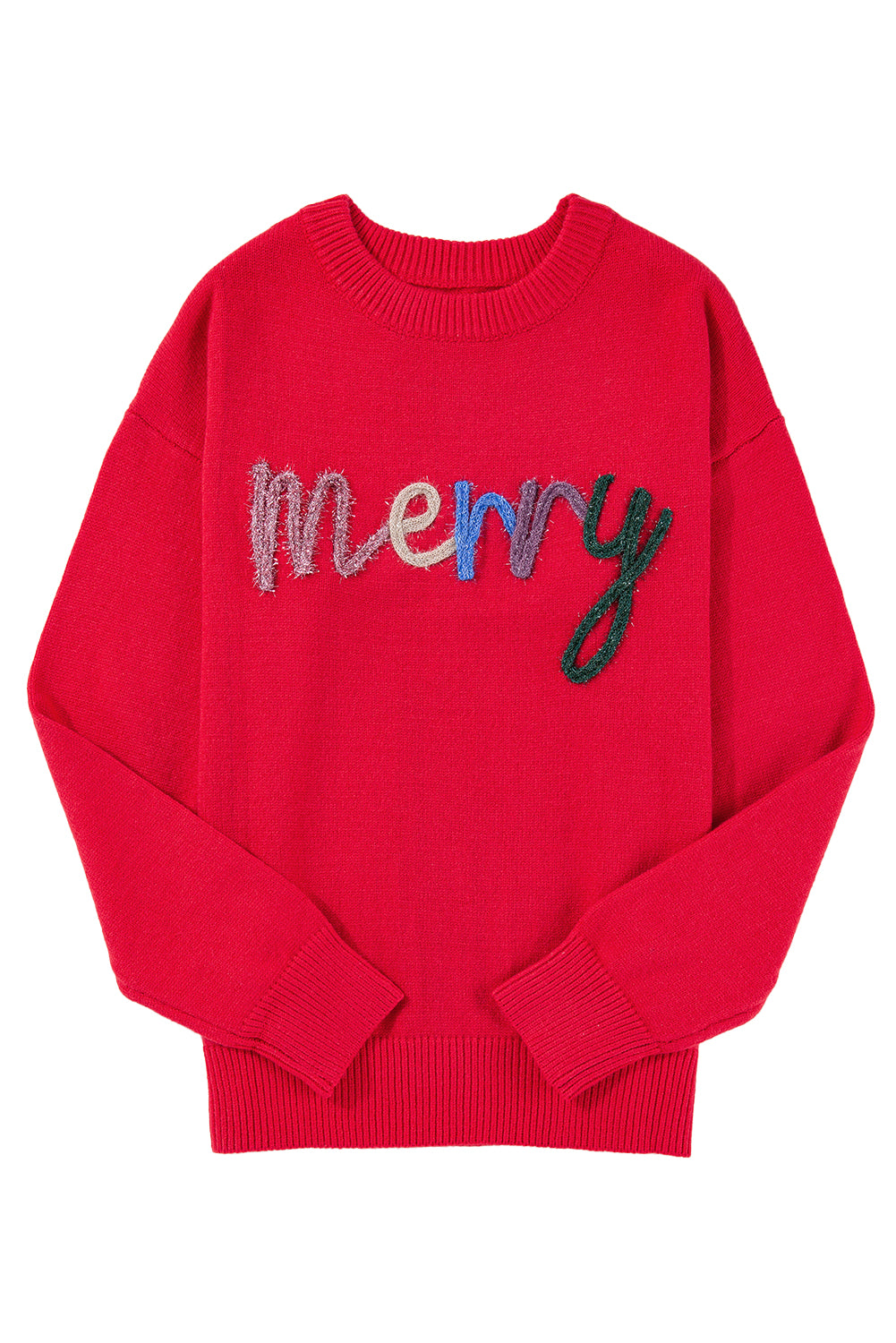 Merry Letter Drop Shoulder Baggy Sweater